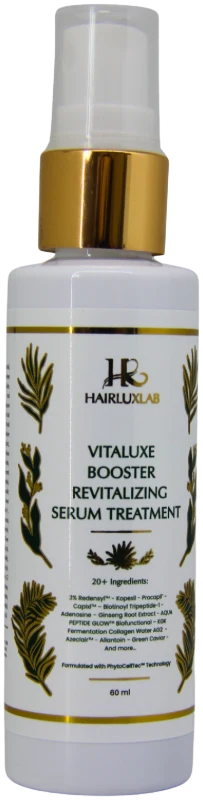 Botol semprot HairLuxLab Vitaluxe Booster Revitalizing Serum Treatment 60 ml, putih dengan tutup emas