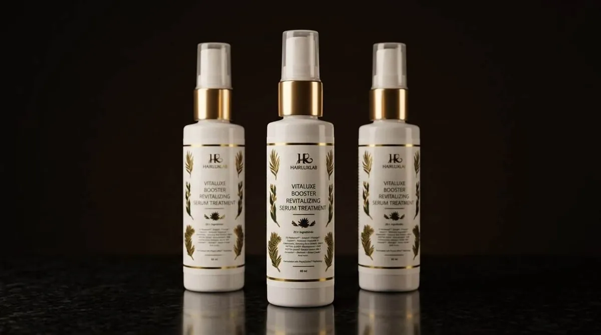 Paket perawatan rambut HairLuxLab 90 hari berisi tiga botol serum Booster Revitalizing Serum